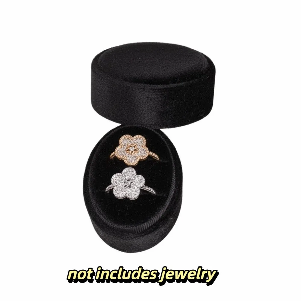 

Velvet Material Velvet Ring Box Oval Shape Handmade Three Ring Box 2 Slots/3 Slots Vintage Style Jewelry Organizer Box