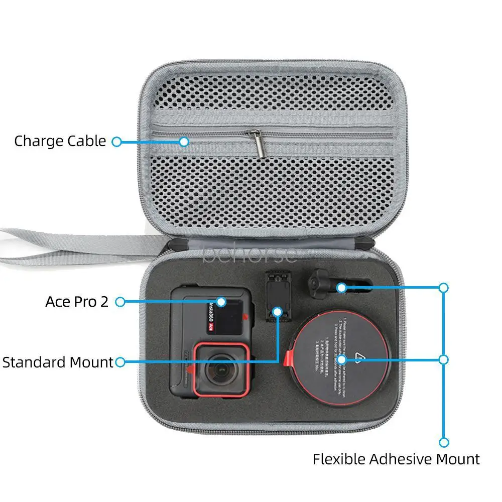 Casing pembawa untuk Insta360 Ace tas penyimpanan perlindungan anti-jatuh kotak kapasitas tinggi untuk Insta360 Ace Pro/Ace Pro 2 Aksesori
