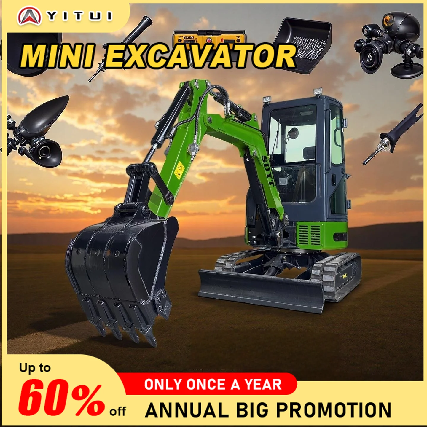 

Customized 2 Ton Crawler Cab Mini Excavator Big Arm Side Swing Epa Euro 5 Multifunction Mini Excavator