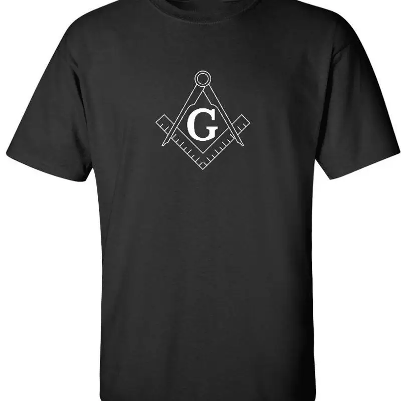 White Free Mason Symbol Square Charity Illuminate Black Cotton T-shirt