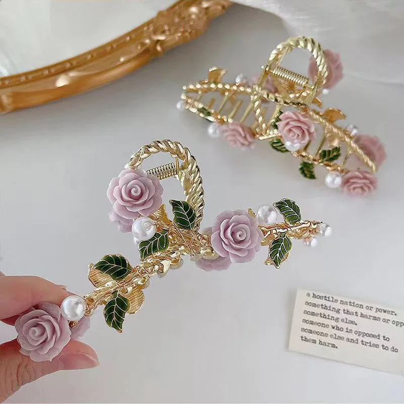 

arabesque Super fairy temperament ~ Rose Hair Clip Shark Clip Ornament Styling free shipping items women hair accessories