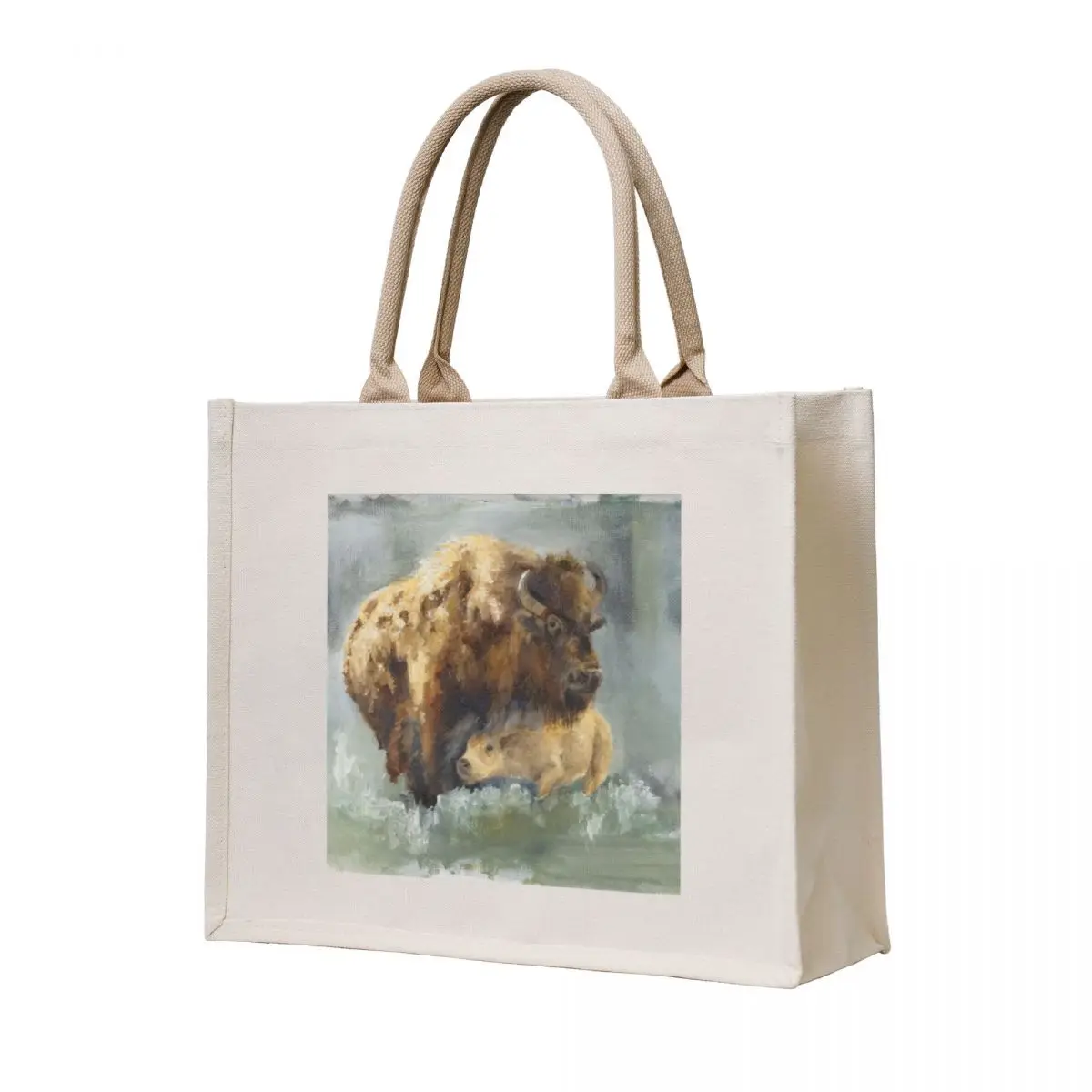 

Bison and Calf Tote Bag cloth bag woman Shopper shopping bag logo