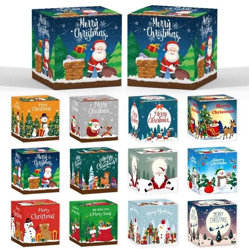 New 6/12/18Pcs Christmas Snowman Three-dimensional Card Buckle Carton Party Candy Snack Packaging Box Decoration Supplies