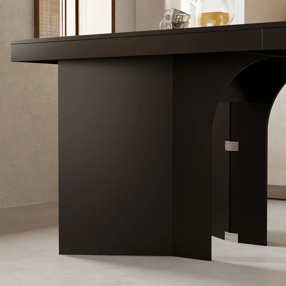 78.8 بوصة، مكتب كمبيوتر كبير مستطيل من الخشب الأسود بدون درج، مكتب كتابة مع أرجل سميكة على شكل فراشة لسطح المكتب