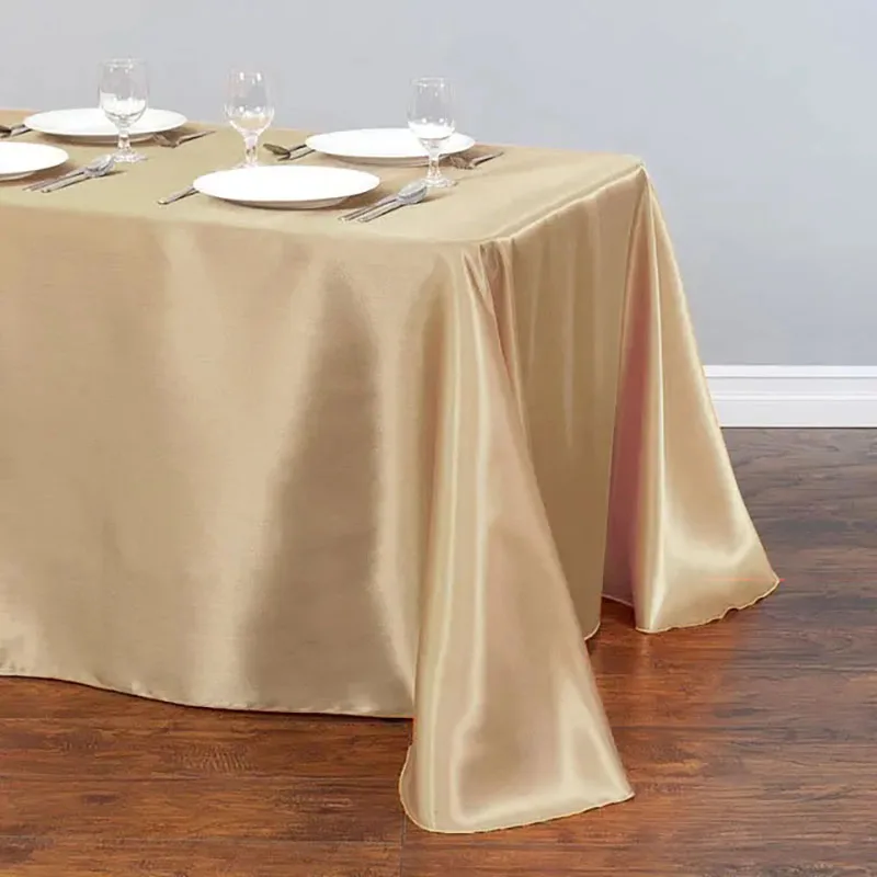 Wedding Tablecloth Rectangular Satin Table cloth Black Overlay Cover Champagne Table Cloth Party Dinner Banquet Decoration