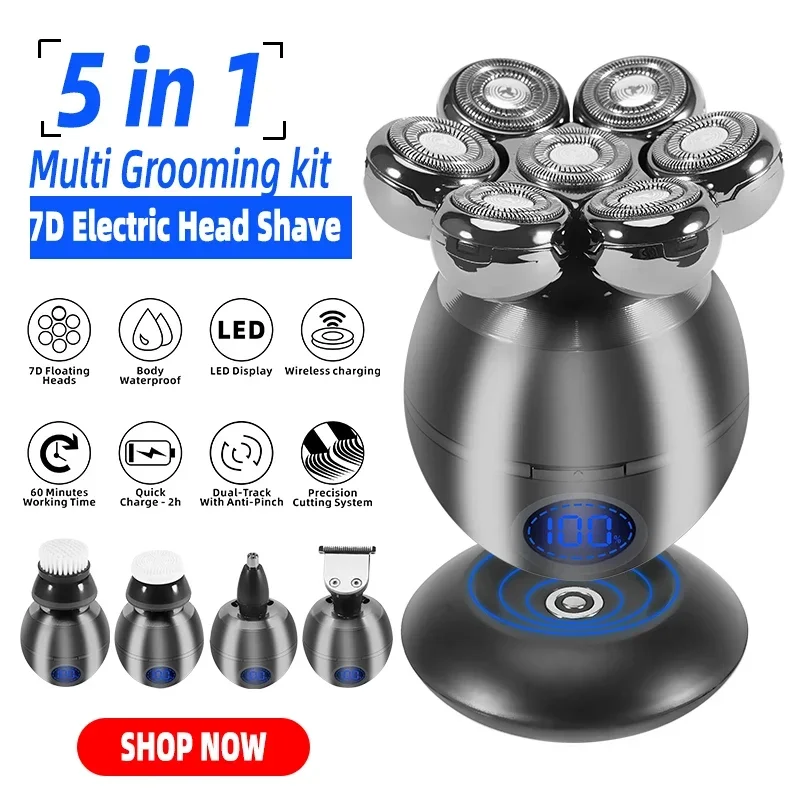 Mens 7 Blade Razor Replacement Shaving Heads Floating Washable Electric 7D Shavers Trimmers Kit Cutter Blades Shaving for woman