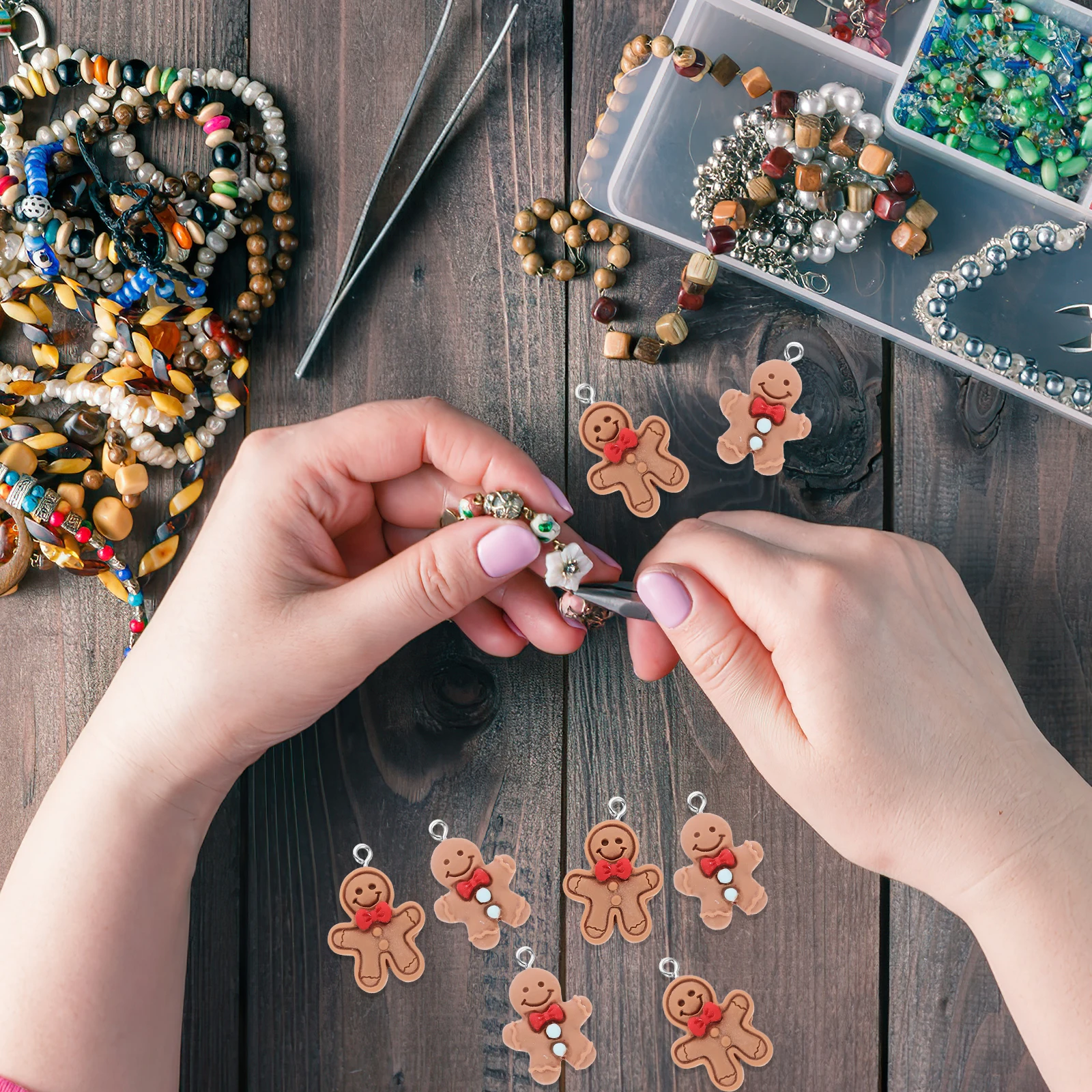 20 قطعة رجل الزنجبيل سحر المعلقات الراتنج لصنع المجوهرات قلادة سوار أقراط المفاتيح DIY بها بنفسك اكسسوارات عيد الميلاد #1