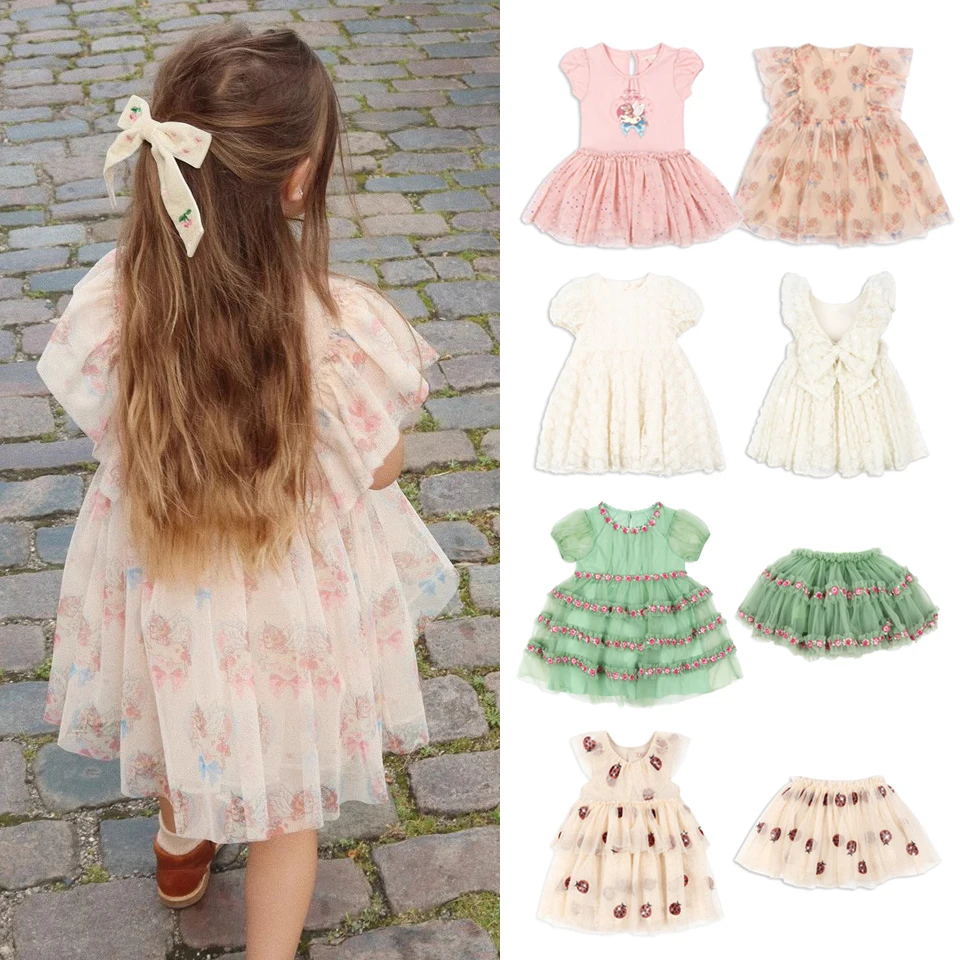 

2025 Girl Kid's Dress Animal Mesh Dress Cat Summer Dresses Kids Girls Clothes Sequin Clothes Baby Girl Skirt Girls Party Dresses