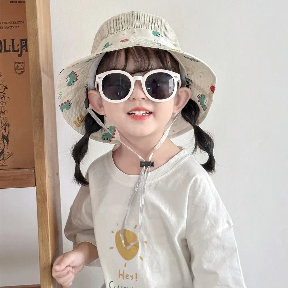 

Casual Summer Baby Bucket Cap Cartoon Animal Breathable Boys Girls Sunhat Cute Mesh Fisherman Caps Toddler