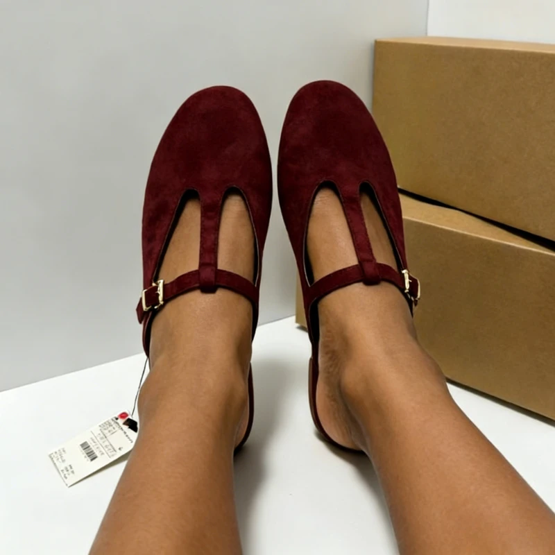 

Уютные женские сандалии из искусственной замши с Т-образным ремешком, закрытым носком, повседневные, нескользящие, летние мюли, легкие, лаконичные женские туфли