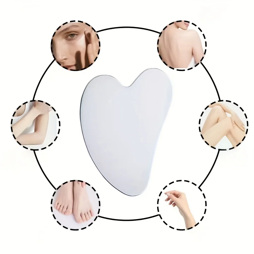1pc Dünne Gua Sha Bord Herz Form Edelstahl Gewebe Schaben Platte Fördern Die Durchblutung Körper Entspannung – Detail 5