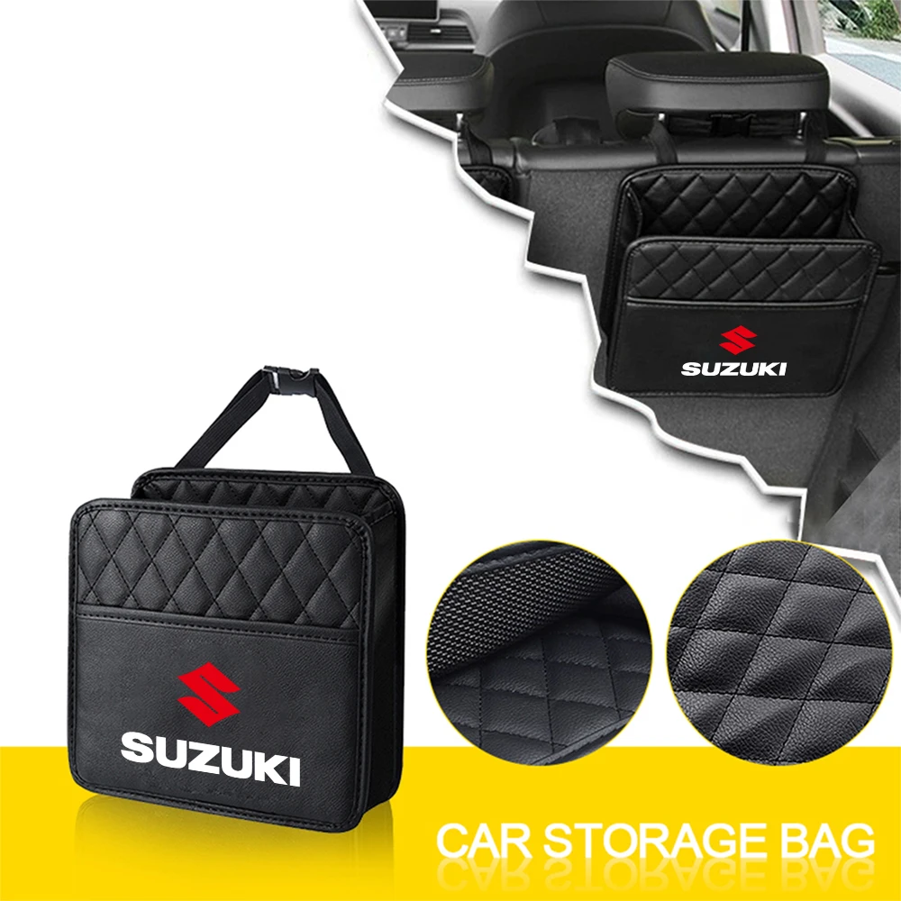 Organizador de asiento trasero de coche de cuero PU, bolsa de almacenamiento para Suzuki SX4 Gsxr 600 Wagon Baleno Ignis Vitara Liana Splash Reno Spoiler, 1 ud.