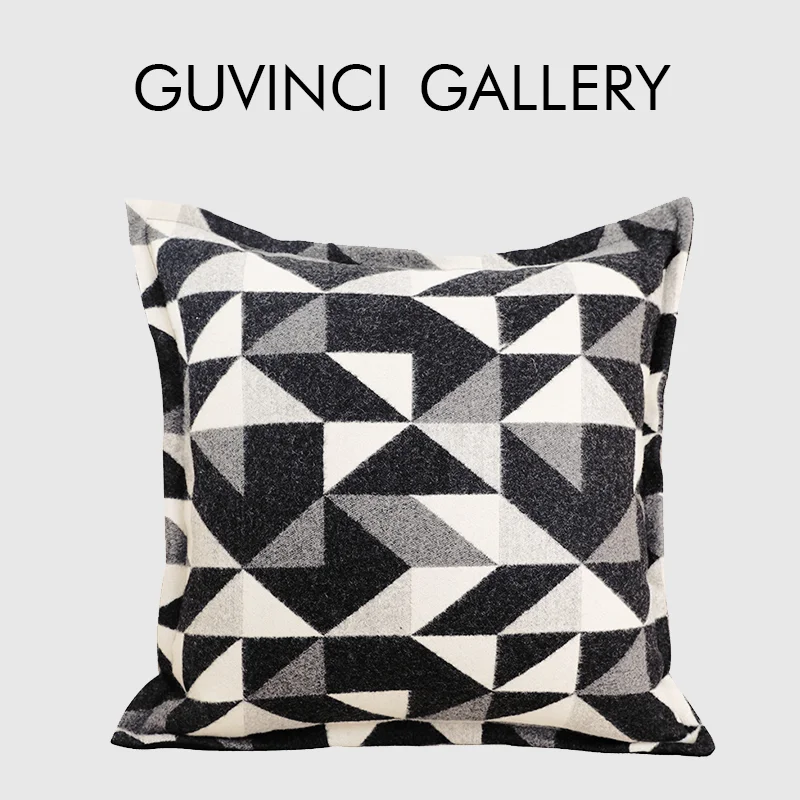 GUVINCI Black And White Triangles Geometry Throw Pillow Covers Modern Dynamic Design Cushion Case For Living Room Sofa Couch