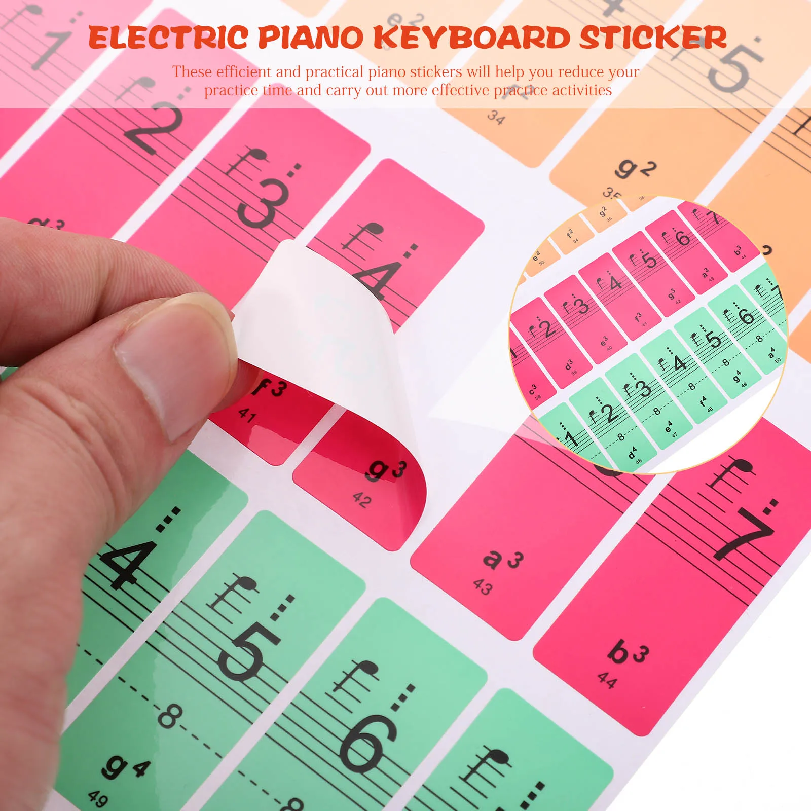 

2pcs Colorful Electric Piano Keyboard Sticker Waterproof Thin Film For Electronic Organ Beginner Piano Decal Music Instrument