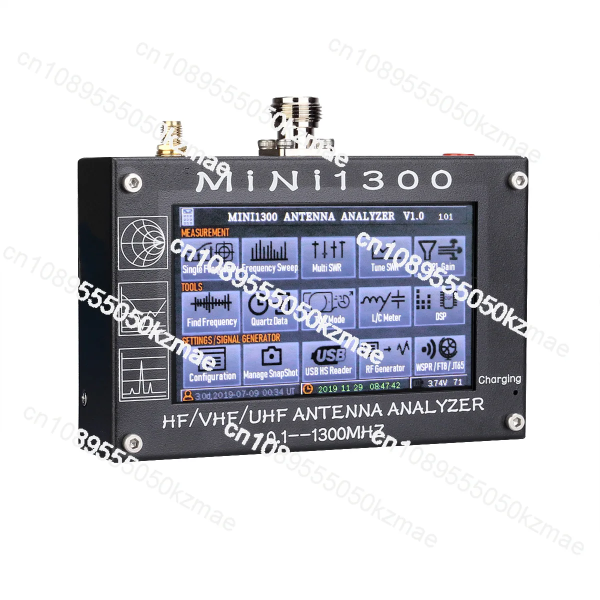 Retevis Mini 1300 Antenna Test Analyzer HF/VHF/UHF 0.1-1300MHz SWR with 480x272 4.3'' LCD Touch screen 50 ohm DC 5V/1.5A