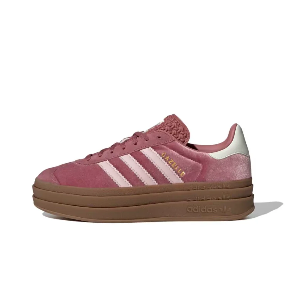 Adidas Gazelle Bold Sandy Pink Velvet IG4389 Non-slip Wear-resistant Thick-soled Low-top Sneakers for Women