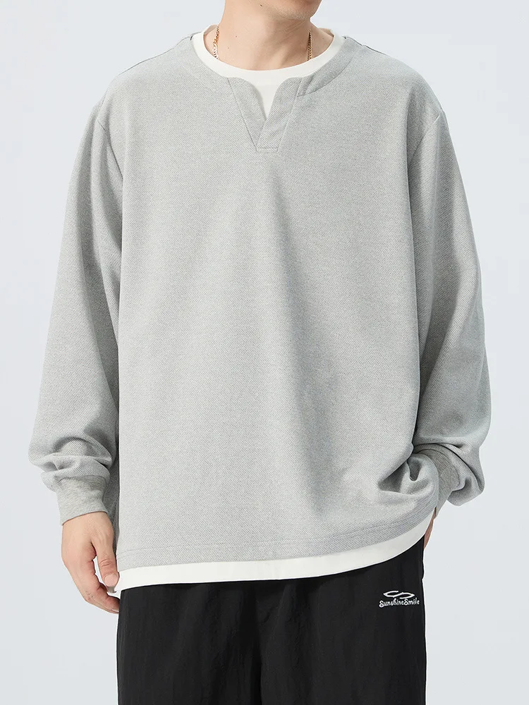 

Мужская футболка Long Sve больших размеров, повседневная базовая многослойная толстовка, дышащая, против морщин, ти-длин, полиэфирная ткань