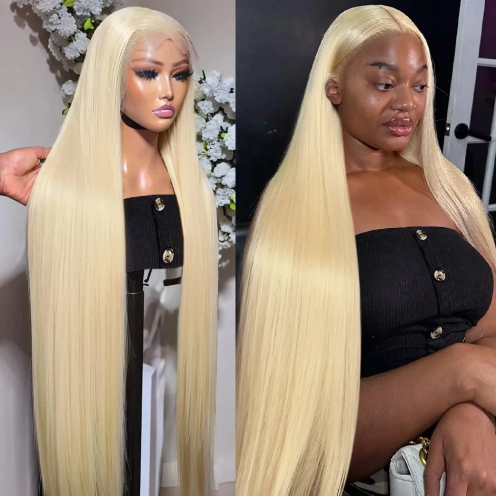 200% Gęstość Brazylijskie peruki HD Lace Frontal 30 36 cali Bone Straight 613 Honey Blonde 13x4 13x6 Lace Front Human Hair Wig