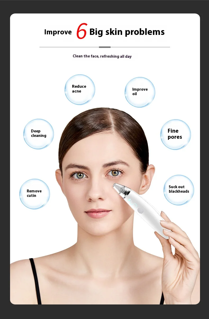 Rechargeable blackhead remover LCD display ultra-micro home beauty shrink pores clean acne blackhead remover