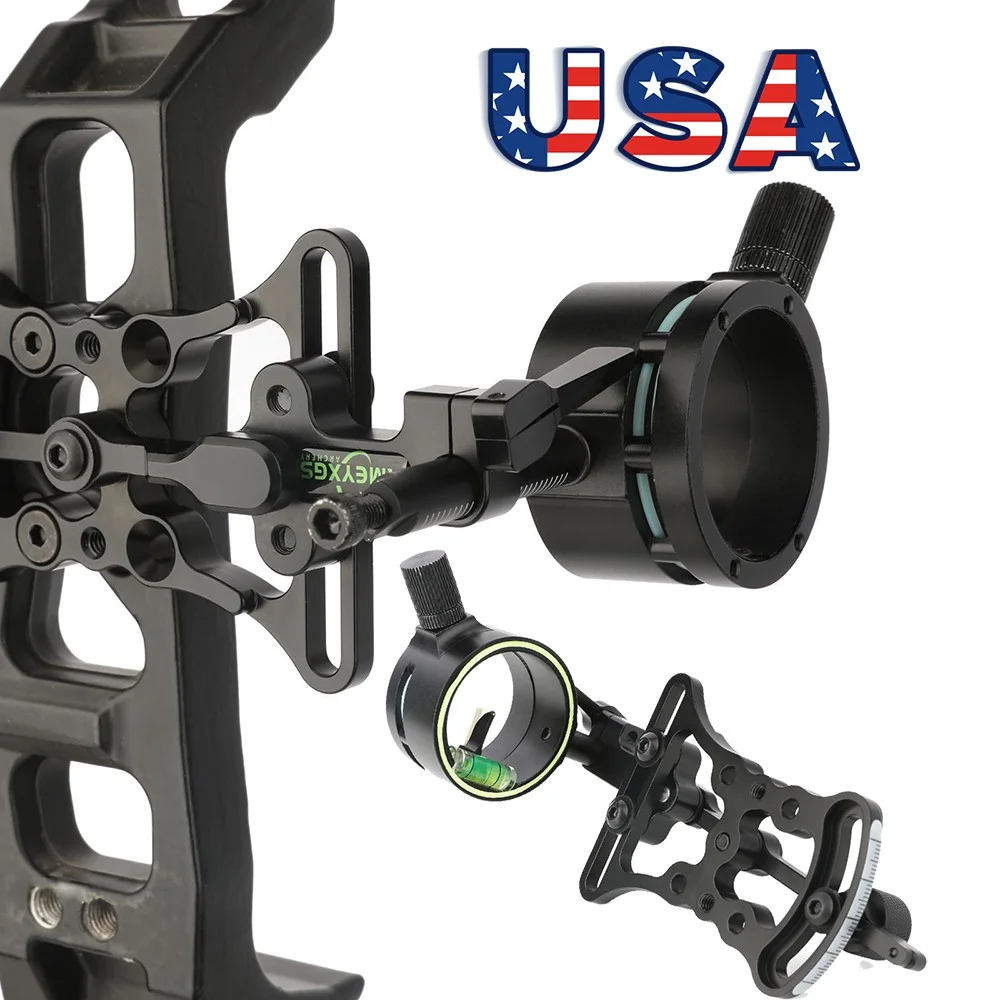 

Compound Bow Sight Aluminum Alloy 1Pin Sight 0.019 inch Optical Fiber Outdoor Archery Hunting Shooting Target Practice Aiming