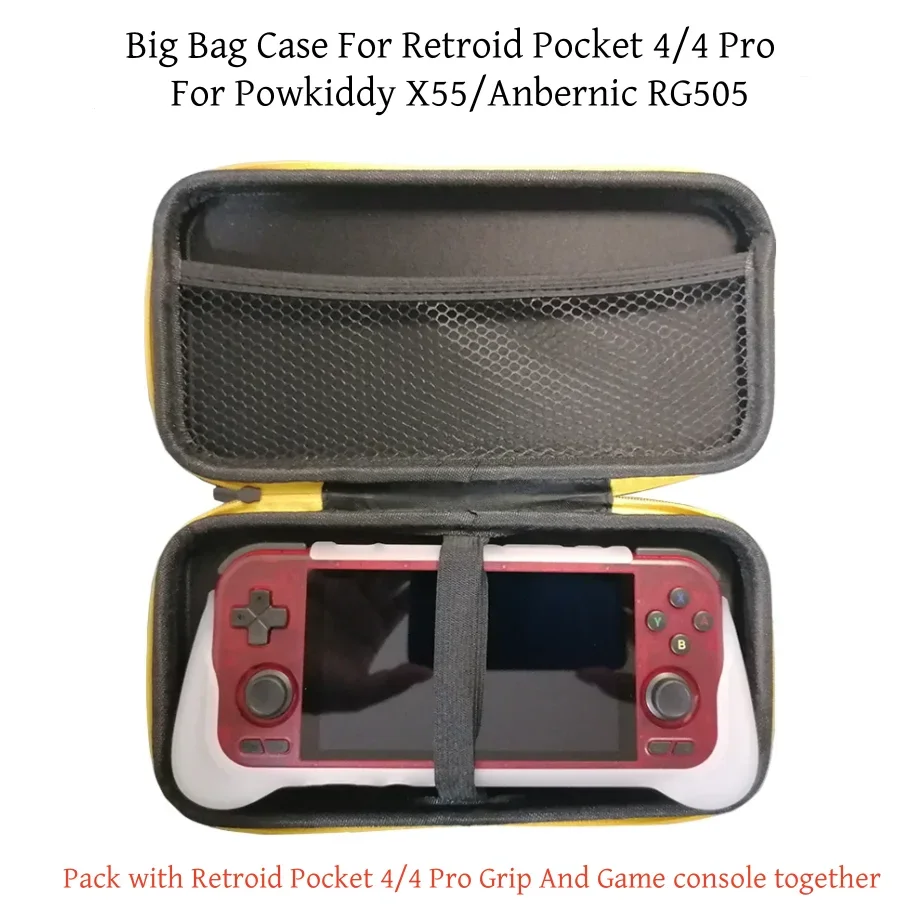 

Big Storage Bag For Retroid Pocket 4/ 4 Pro Game Console Pack Grip Carry Case Powkiddy X55 RG505 Retroid Pocket 4 Pro Case