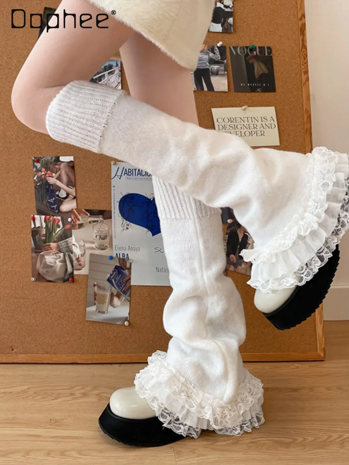 

Y2K Multi Layer Lace Patchwork Socks Lolita Leg Warmers White Black Foot Cover Arm Warmer Autumn Winter Sweet Boots Cover