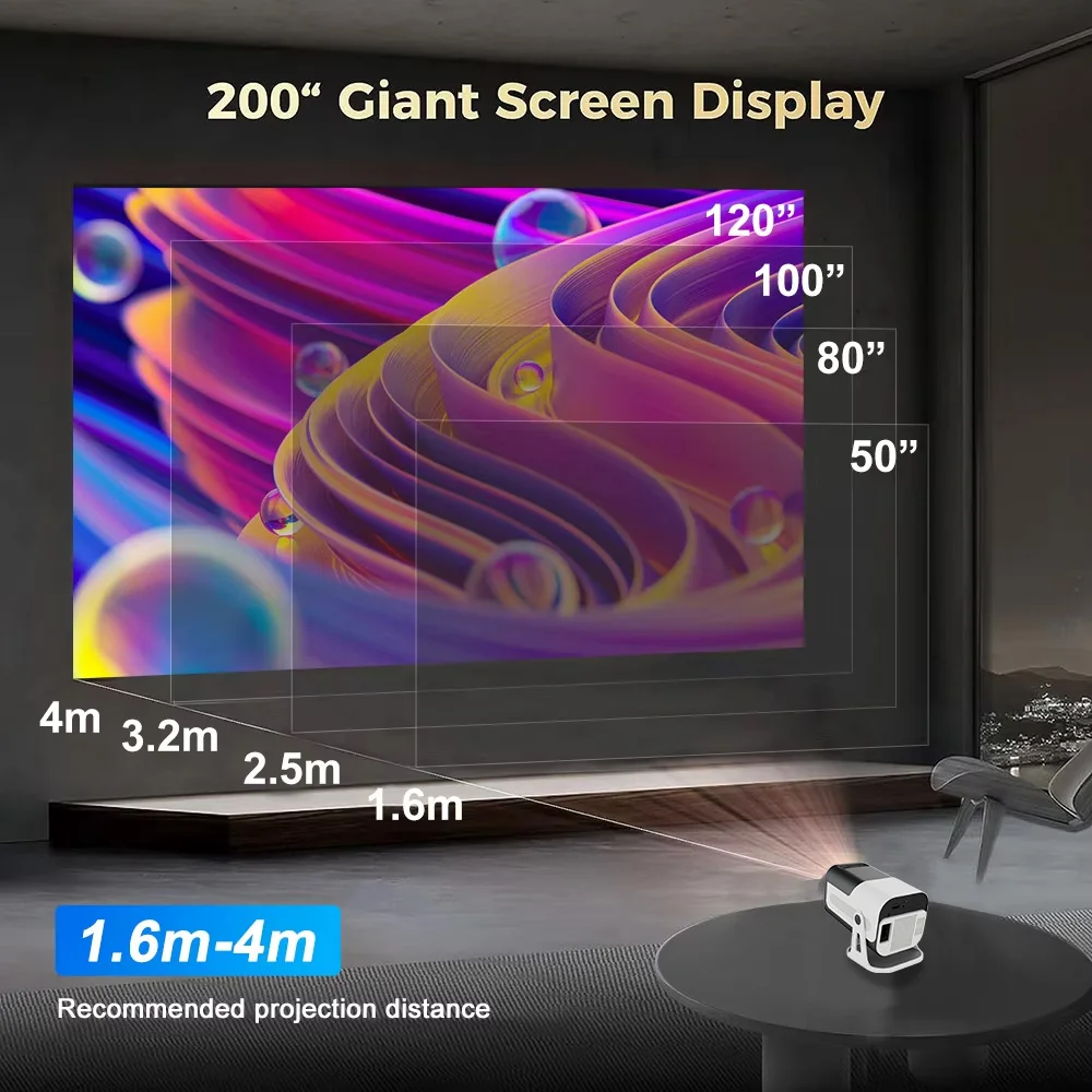 جهاز عرض HY320MINI 8K Android 13 أصلي 720P/1080P 390ANSI Dual Wifi6 BT5.2 1920*720P Projetor محمول للسينما ترقية HY30