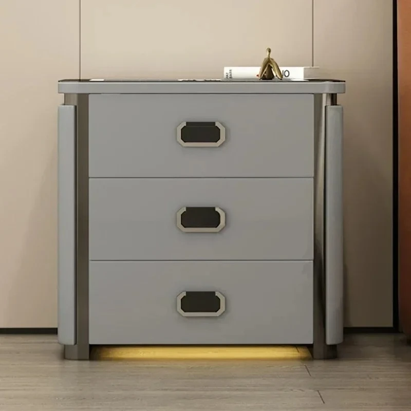 Modern Simple Bedside With Wireless Charging Storage Locker