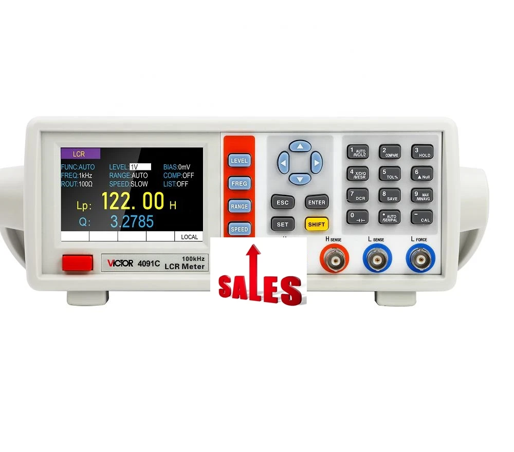 VICTOR 4091C benchtop LCR meter digital 10-100kHz frequency Inductance 9999H Capacitance 99999uF Resistance 99.99Mohm USB RS232