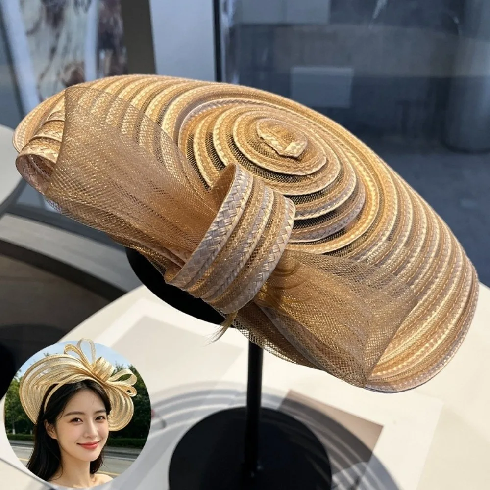 

Bow Decoration Mesh Fascinator Headband Hat 9cm Wide Brim Headband Style Wedding Bridal Fascinator Elegant Vintage Breathable