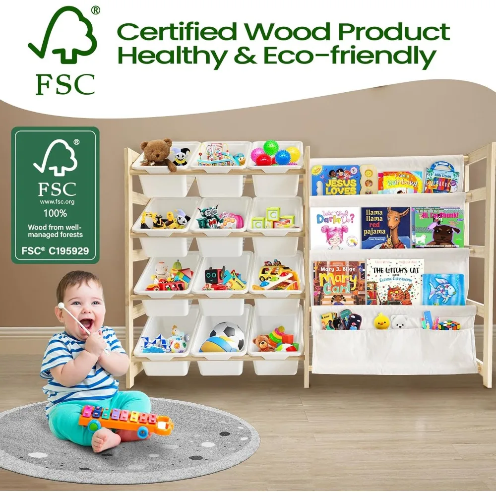 منظم تخزين الألعاب والكتب من 4 طبقات مع 12 صندوقًا لغرفة ألعاب الأطفال #3