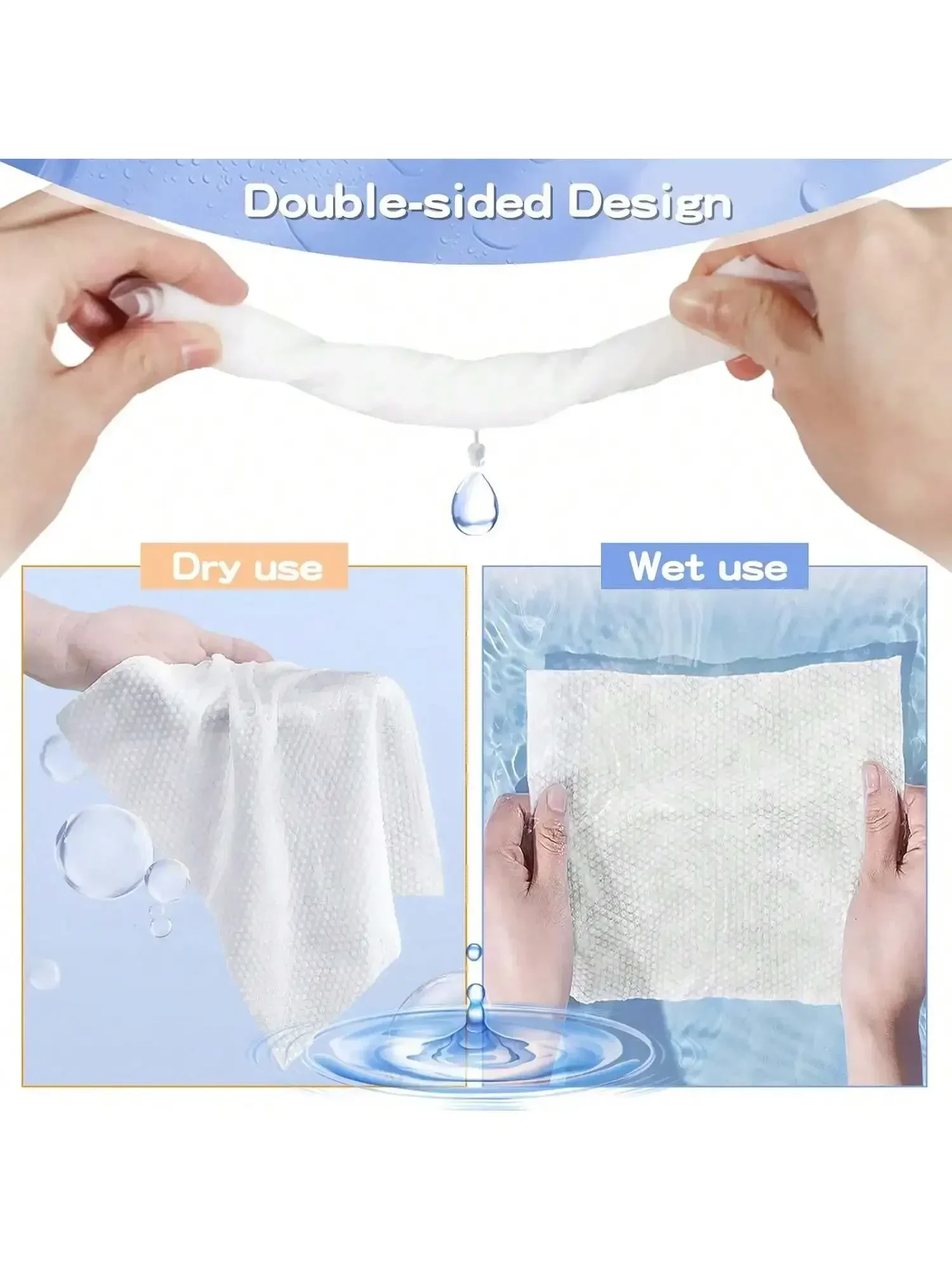 4 Packs Disposable Face Towel,Facial Cotton Tissue,Disposable Makeup Remover Wipes,Dry/Wet Use,Lint-Free Cotton Tissues