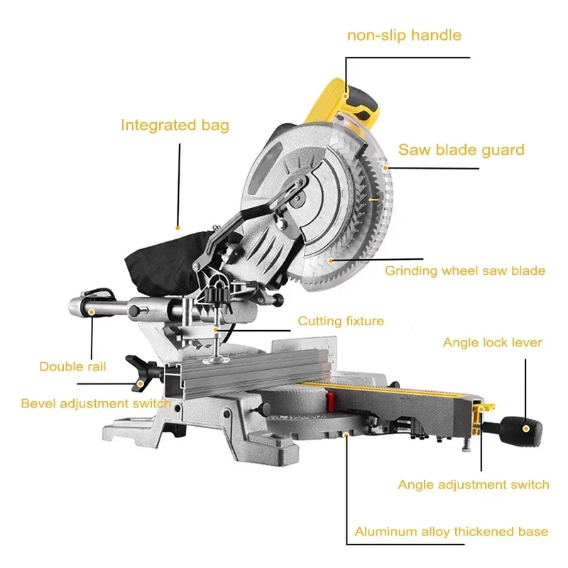 New Large Electric Saw 10 Inch Push And Pull Lever Multifunctional 255 Saw Aluminum Machine Woodworking Aluminum Profile Cutting