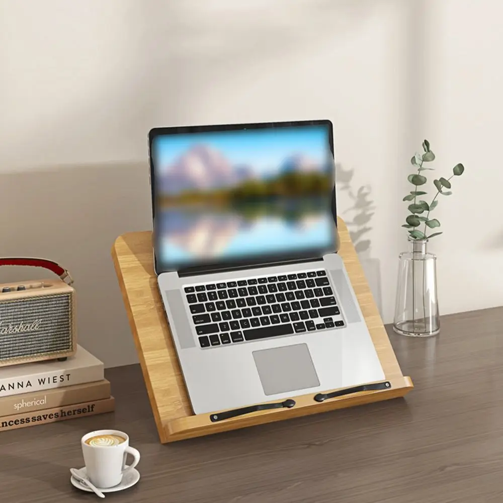 

8 Adjustable Tilt Angles Wooden Book Stand Comfortable Reading Multi-Functional Cookbook Bracket Folding Stable Desk Bookshelf