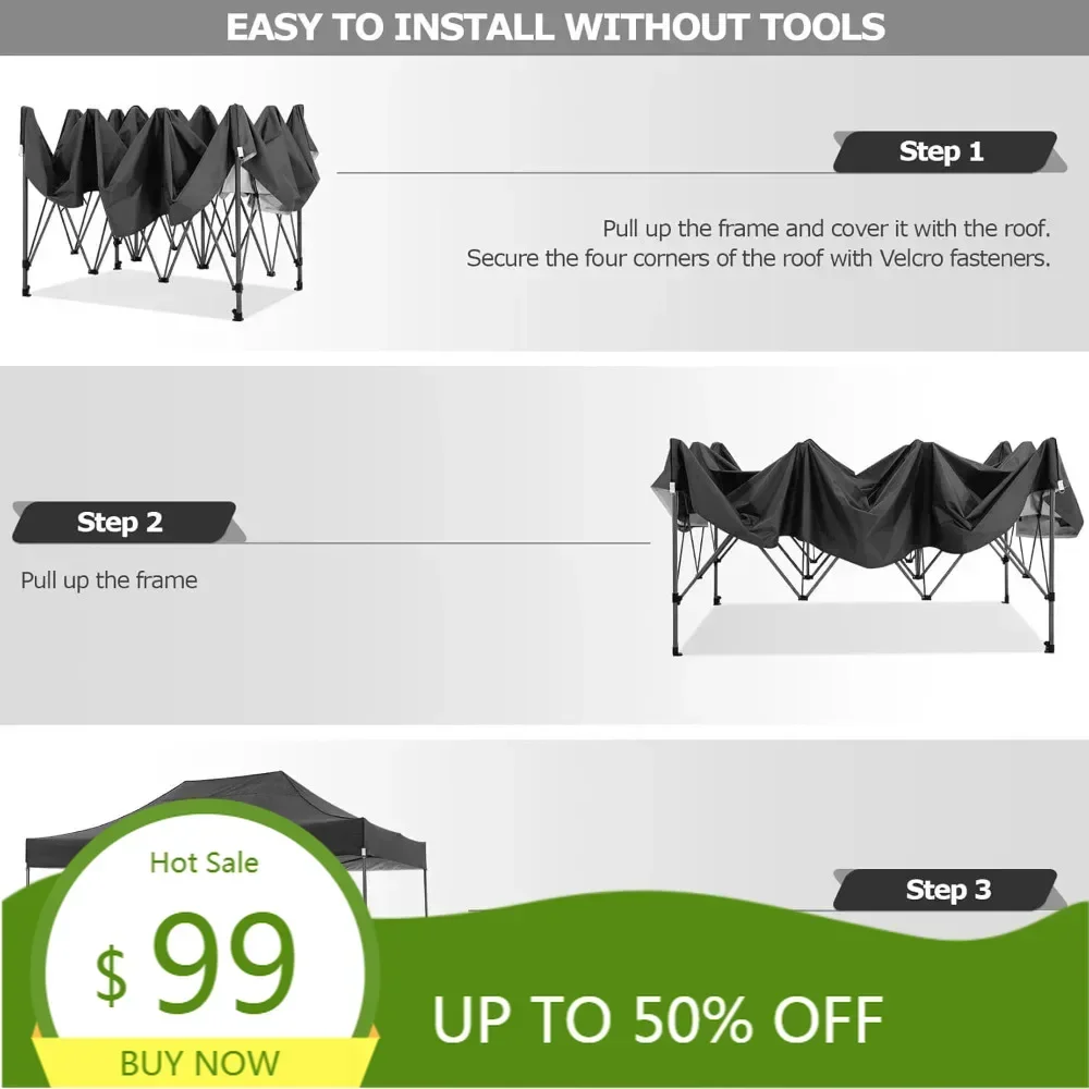 

Durable 10x15 FT Instant Canopy Tent for Outdoor Events, Suitable for All-Weather Use and Ideal for Weddings and Parties