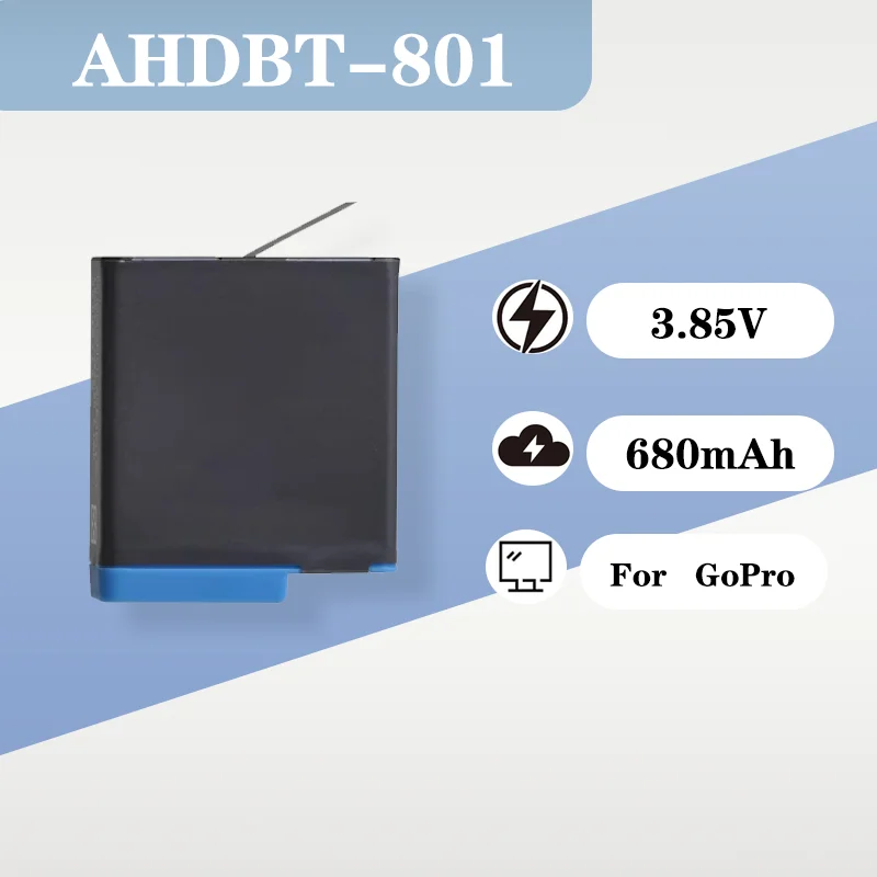 Premium Replacement Action Camera Battery AHDBT 801 3.85V 680mAh For GoPro Hero 8