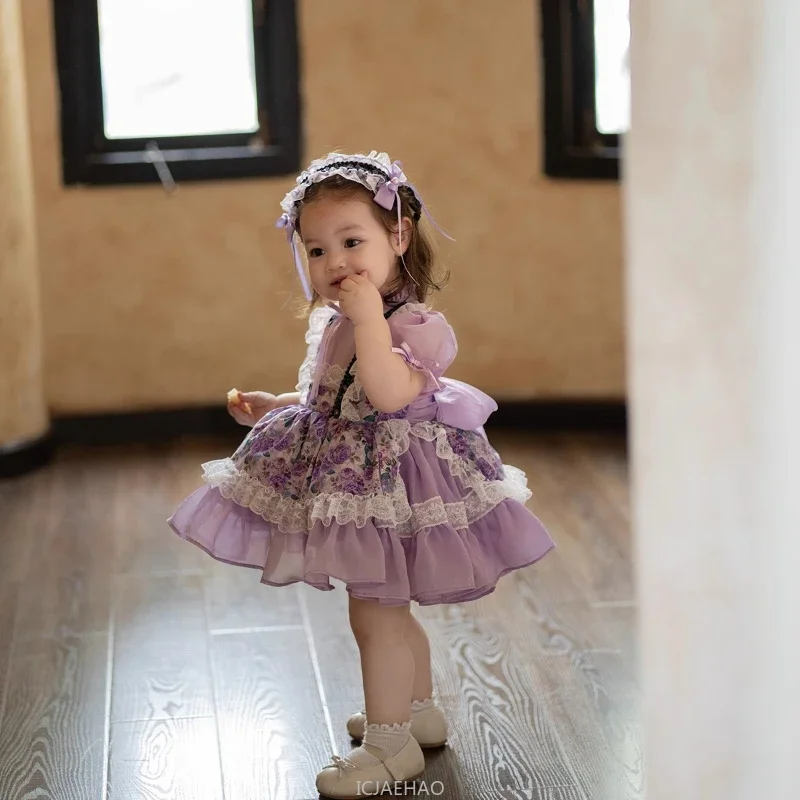 فستان الأميرة لوليتا للفتيات لعام 2025 فستان أرجواني قصير منتفخ متطابق للأطفال وصل حديثًا فستان الأميرة الصيفي ملابس من 1 إلى 10 سنوات #2