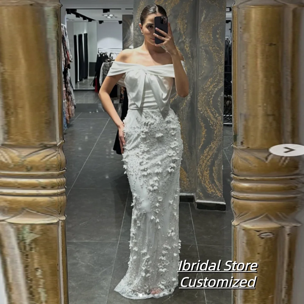 

Customized Elegant Off The Shoulder Sleeveless Sequined Applique Mermaid Evening Dress Floor Length Luxury Prom Gown