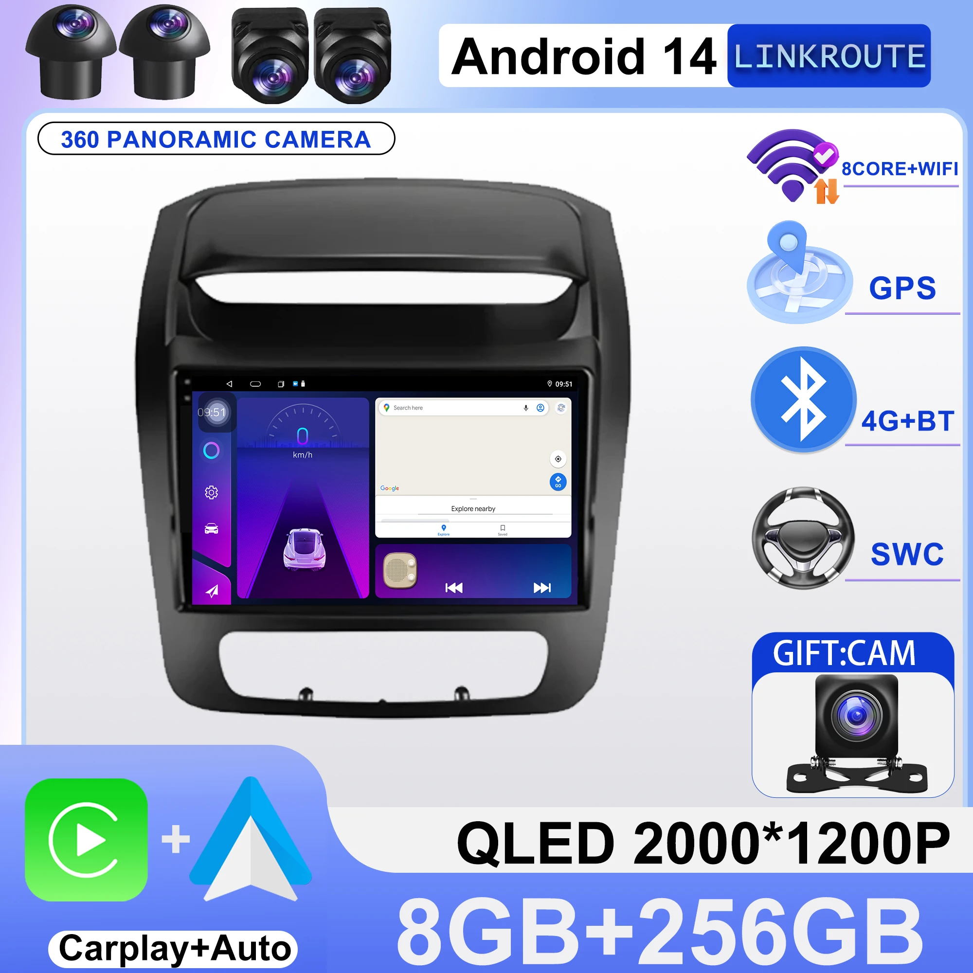 

Carplay For Kia Sorento 2 II XM 2012 - 2021 Android Auto Car Radio Multimedia Video Player Bluetooth GPS Navigation DSP stereo