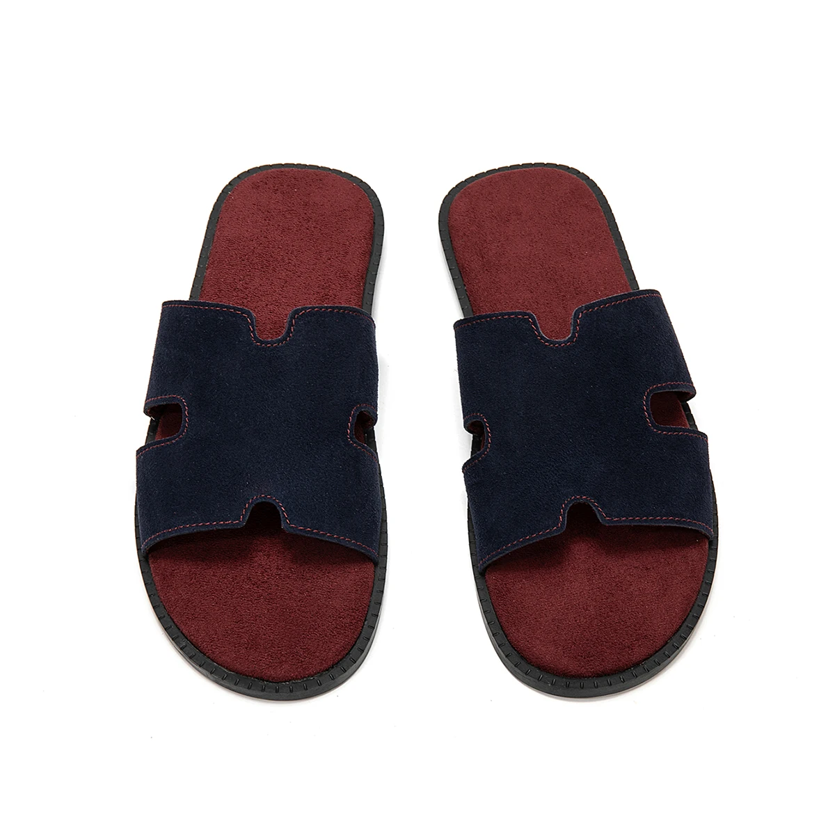Men Open Toe Slide Sandals Large Size 39-47 Faux Suede Flat House Slippers Soft Plush Insole Anti-slip Indoor Casual Daily Shoes