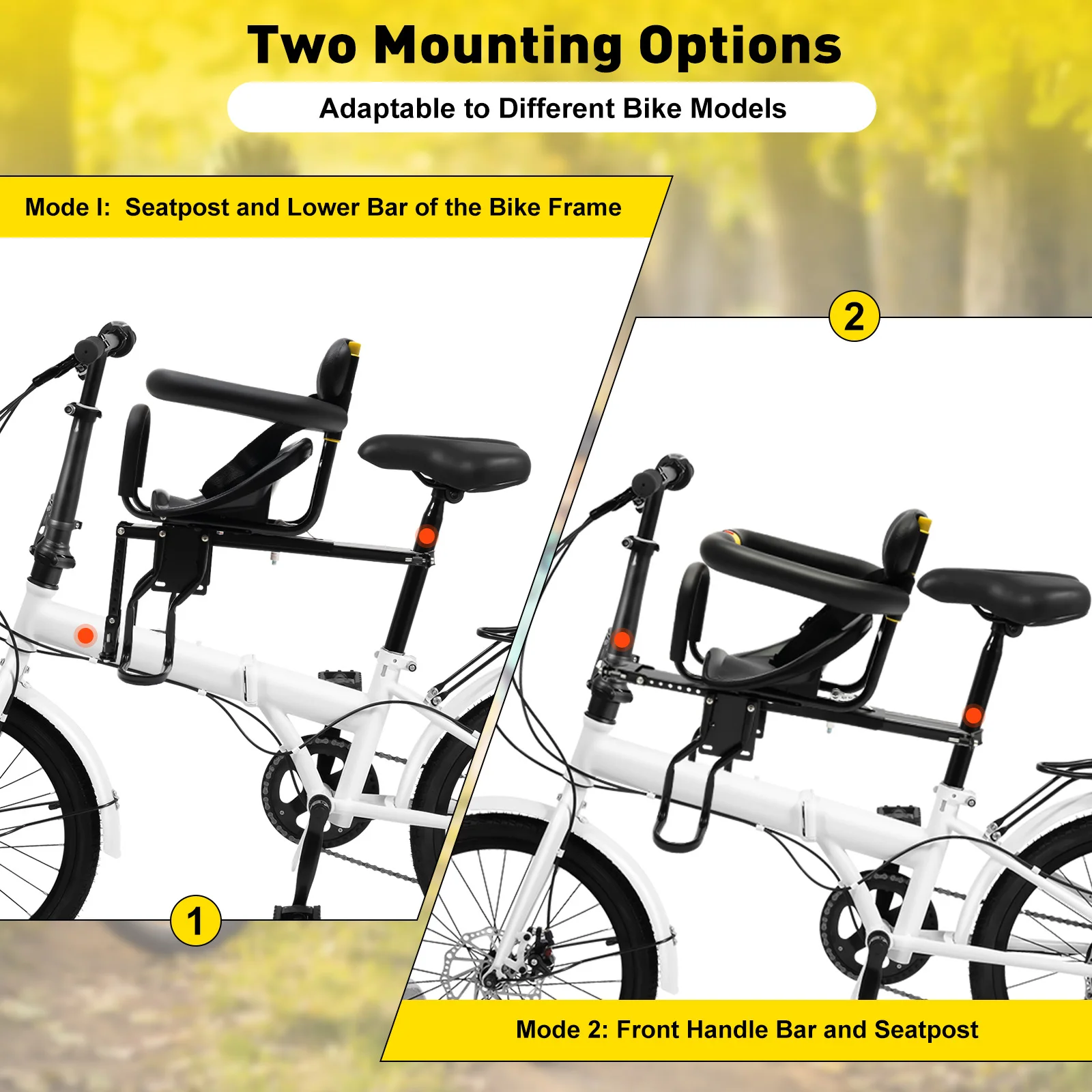 Zwarte Draagbare Fiets Kinderzitje Voor Fiets/Elektrische Auto/Mountainbike Voorstoel