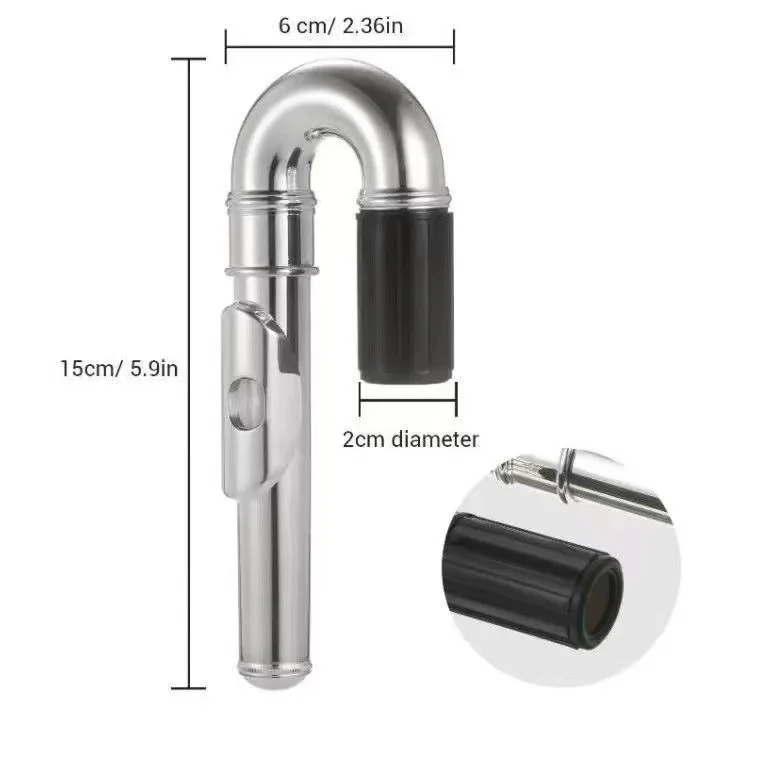 Silver Plated Curved Flute Headjoint Mouthpiece For C Key Flute Bent Tube Musical Instrument Parts