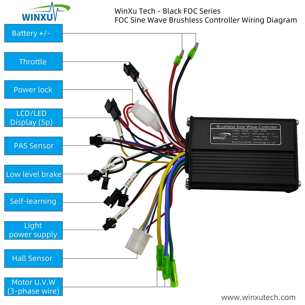36V 48V 500W 25A FOC Sinuswelle Bürstenloser Motor Universal Controller TF-100 LCD-Farbdisplay-Set für Elektroroller Fahrrad – Detail 8