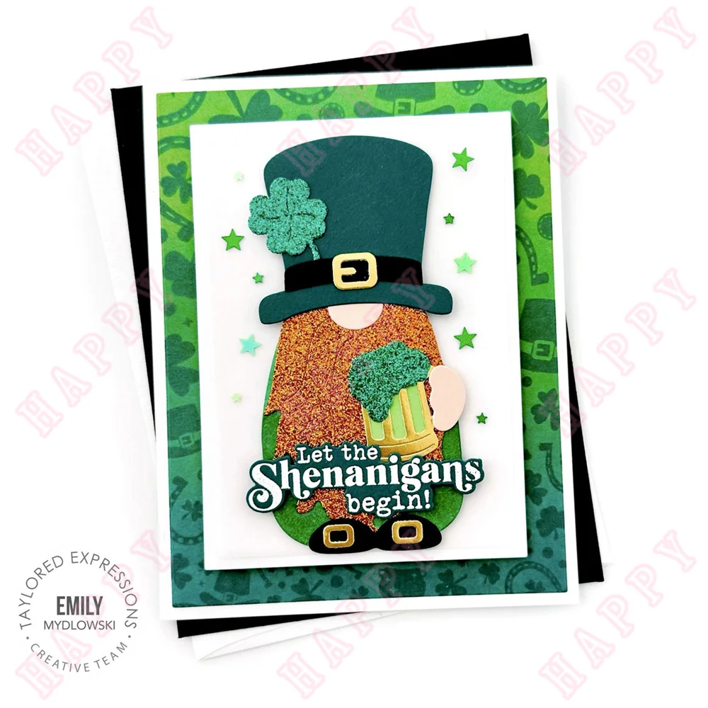 Stamps Luck Of The Irish Background DIY Scrapbooking Envelope Diary Photo Album Paper Cards Decorative Craft Embossing Template