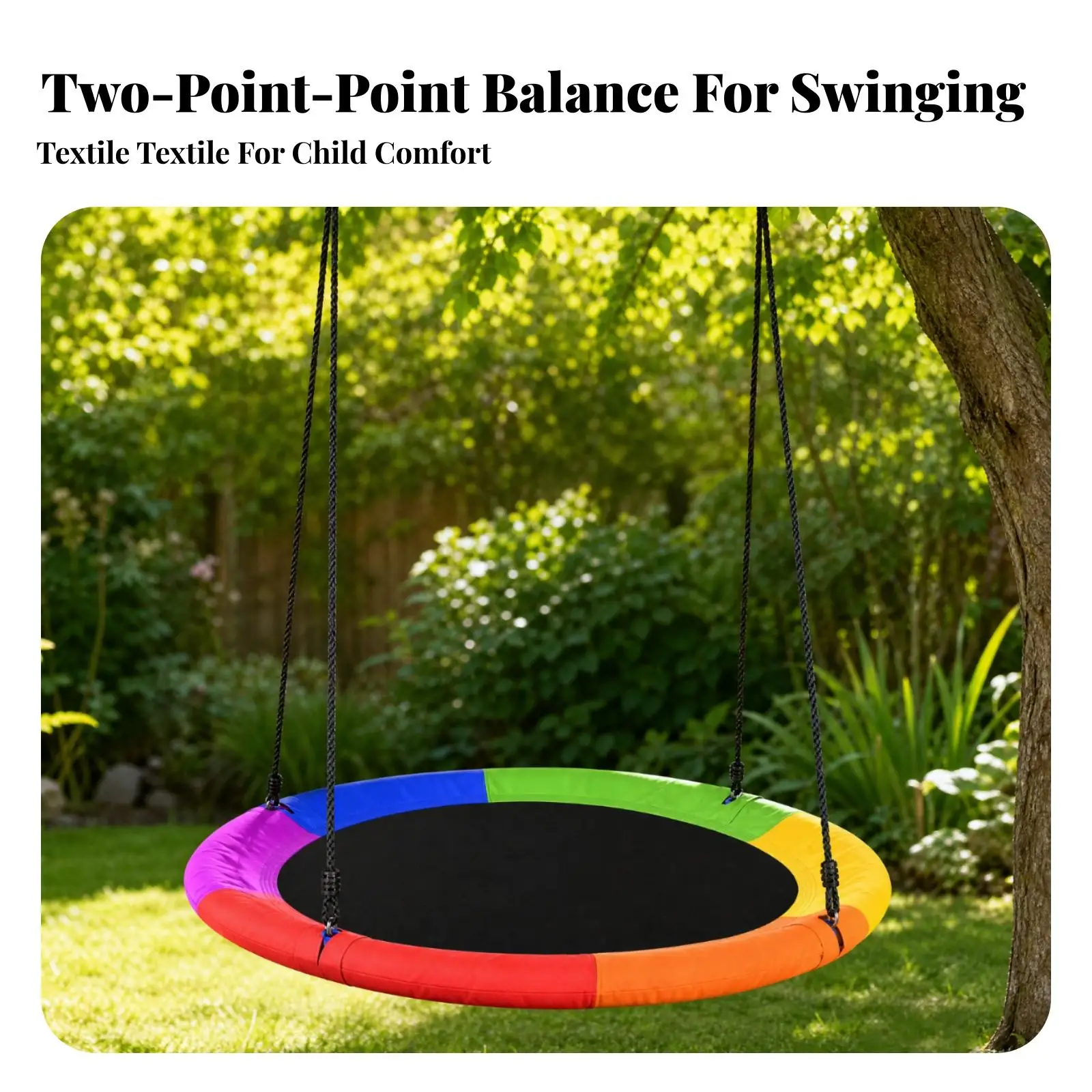 Children Outdoor Swing Hanging Nest Seat Round for Backyard Playground Equipment Adjustable Rope Kids Garden Swing
