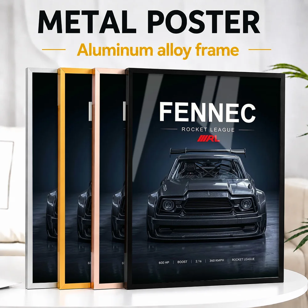 Rocket League Fennec Car Metal Poster With Aluminum Alloy Frame Personalized Photo High Speed Arena Style Wall Art For Garage