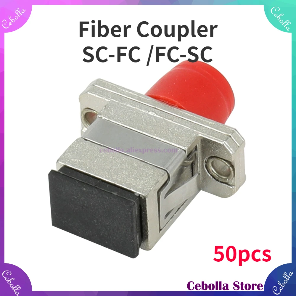 

50Pcs NEW Connector Telecom SC-FC /FC-SC Metal Single Mode Fiber Coupler Flange Adapter Multimode Fiber Optic Connector