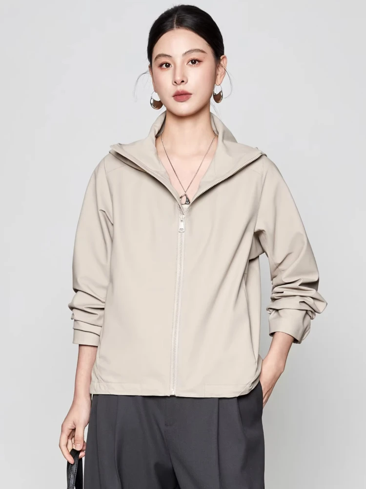 

Casual Hooded Genuine Leather Jackets for Women Spring Autumn 2026 New High-end Simple Thin Soft Short Real Sheepskin Coat