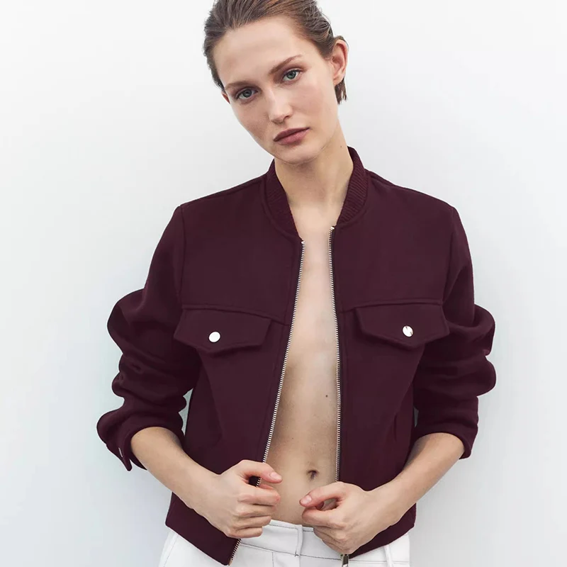 

Осень 2024, новинка, повседневная универсальная женская верхняя одежда с воротником-стойкой в стиле ретро, мягкая и тюнет 4968032 68, женская модная подставка-стойка