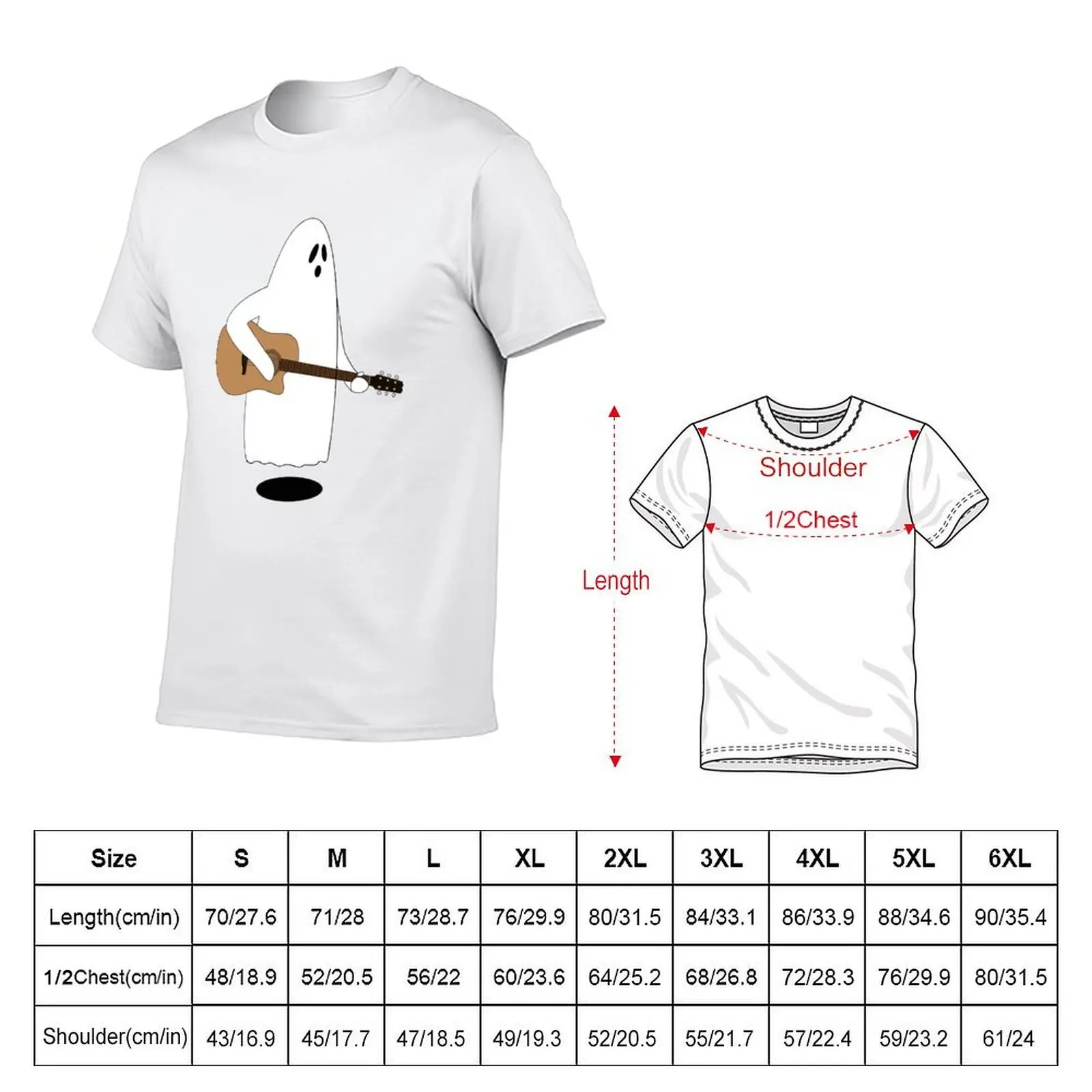 Ghost Playing Acoustic Guitar T-Shirt Lightweight Print T-Shirt